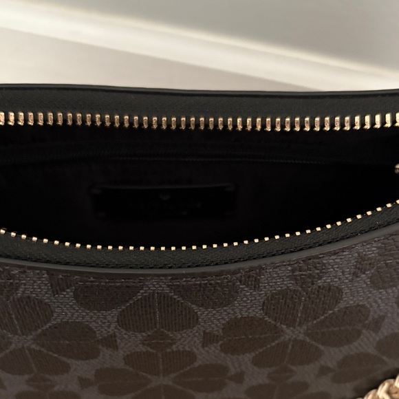 Kate Spade Black floral spade Pattern Shoulder Bag with Gold Chain and CB Strap - Picture 12 of 13